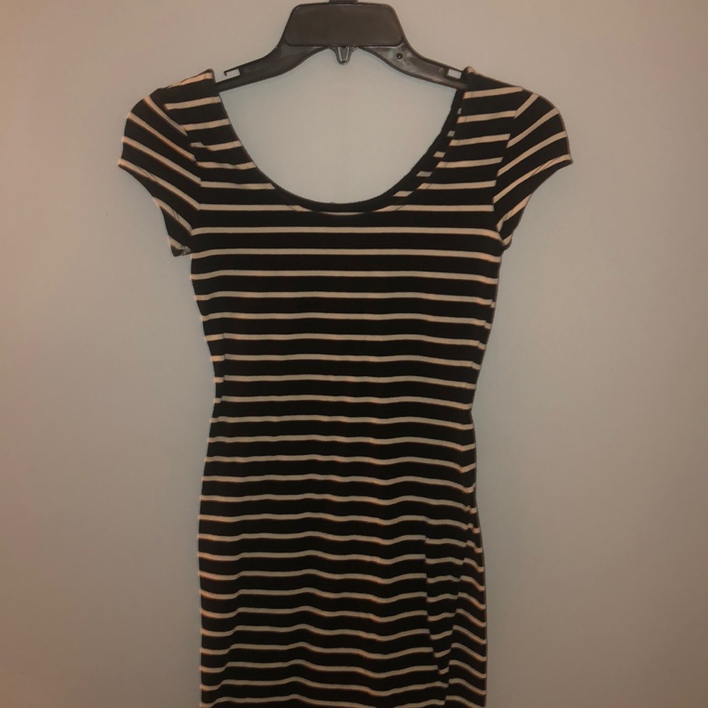 Striped form fitted dress